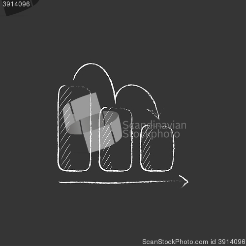 Image of Bar chart down. Drawn in chalk icon.