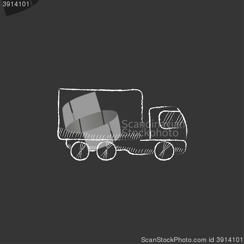 Image of Delivery truck. Drawn in chalk icon.