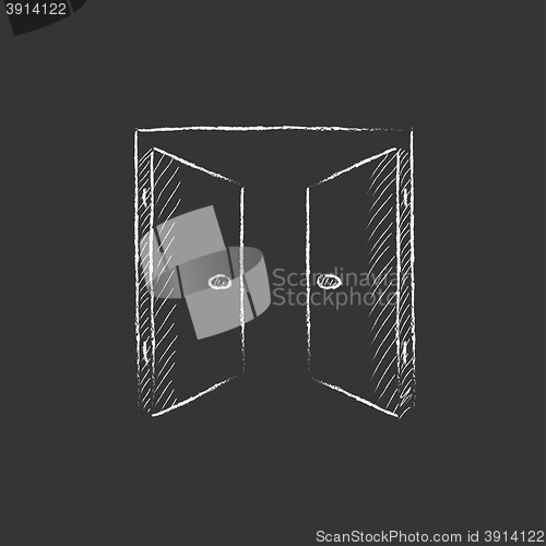 Image of Open doors. Drawn in chalk icon.