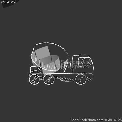 Image of Concrete mixer truck. Drawn in chalk icon.