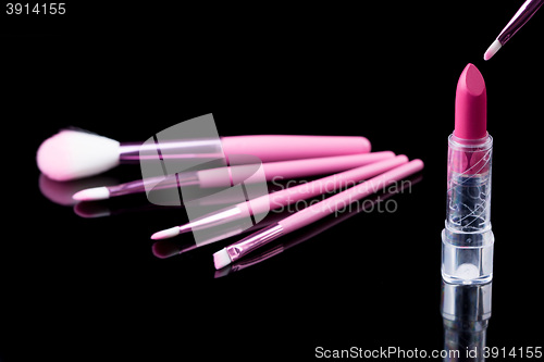 Image of makeup and brushes cosmetic set 