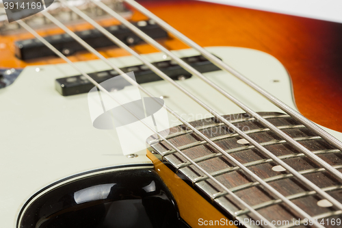 Image of Electric bass guitar detail shots