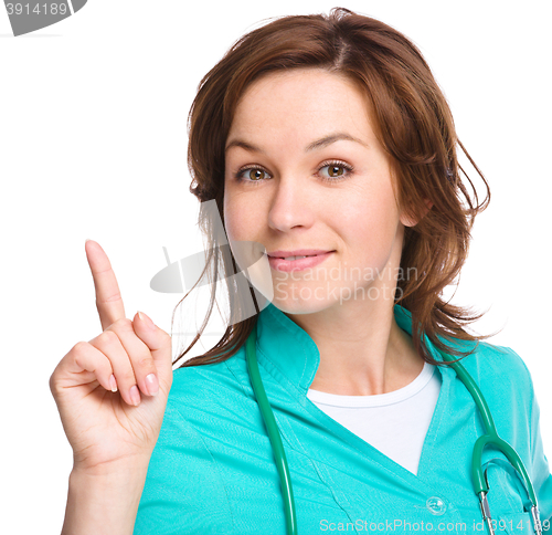 Image of Portrait of a woman wearing doctor uniform