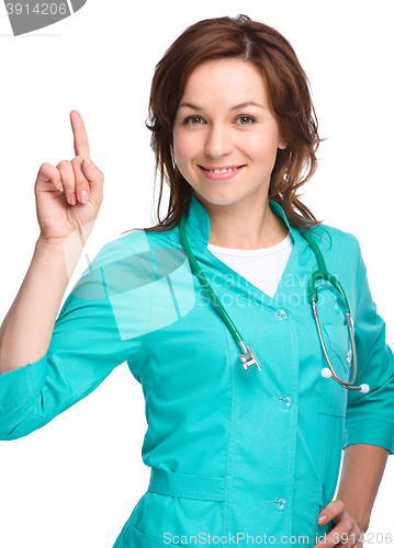 Image of Portrait of a woman wearing doctor uniform