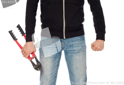 Image of Robber with red bolt cutters