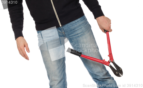 Image of Robber with red bolt cutters