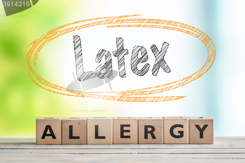 Image of Latex allergy sign with text in a sketch circle