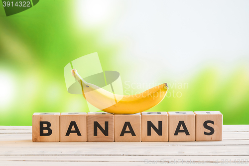Image of Banana sign with a yellow banana on top