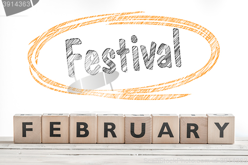 Image of February festival sign made of wood