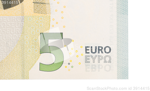 Image of Close-up of a 5 euro bank note