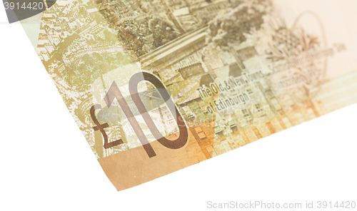 Image of Scottish Banknote, 10 pounds, isolated on white