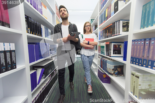 Image of students group  in school  library