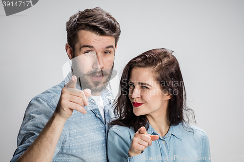 Image of The business man and woman on a gray background
