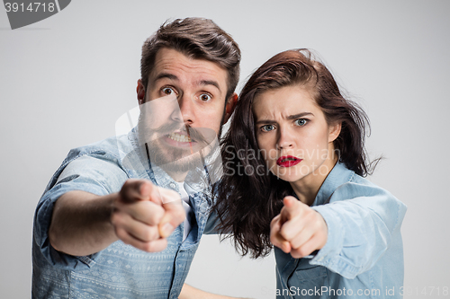 Image of The business man and woman on a gray background