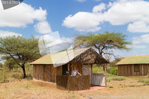 Image of Traditional african safari tourist lodge.