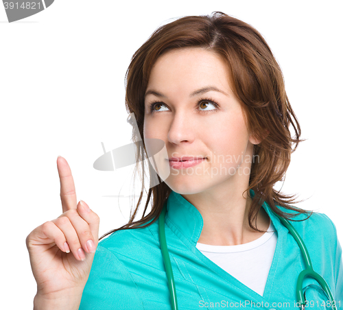 Image of Portrait of a woman wearing doctor uniform