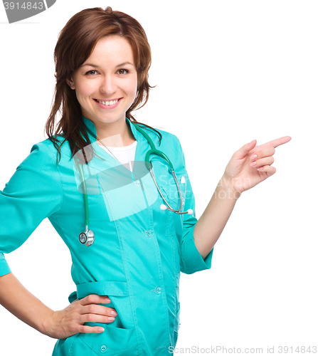 Image of Portrait of a woman wearing doctor uniform