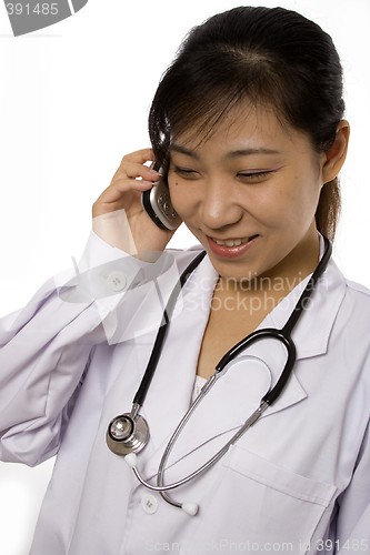 Image of Female Doctor with Mobile Phone