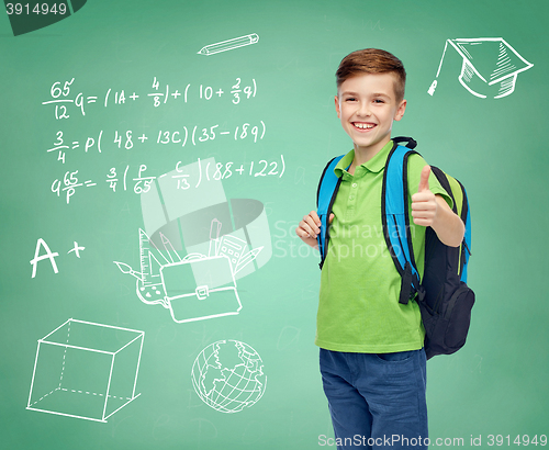 Image of happy student boy with school bag