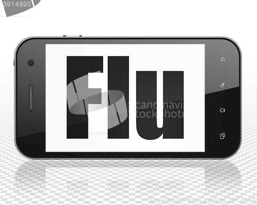 Image of Medicine concept: Smartphone with Flu on display
