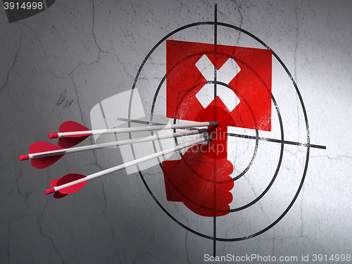 Image of Political concept: arrows in Protest target on wall background