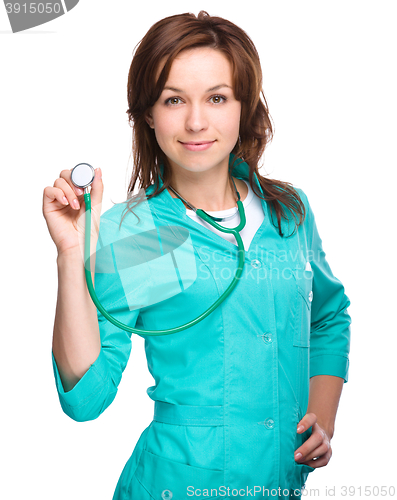 Image of Portrait of a woman wearing doctor uniform