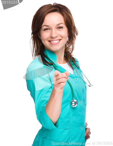 Image of Portrait of a woman wearing doctor uniform