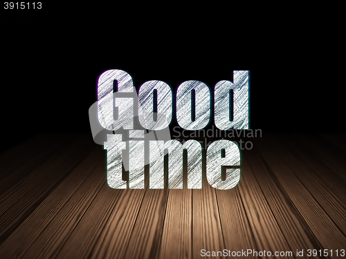 Image of Timeline concept: Good Time in grunge dark room