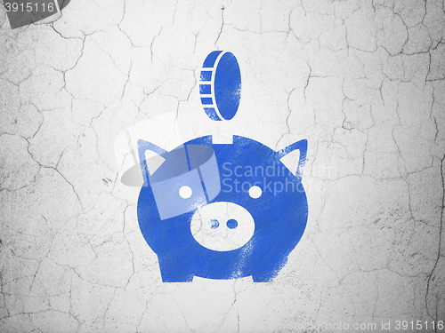 Image of Banking concept: Money Box With Coin on wall background