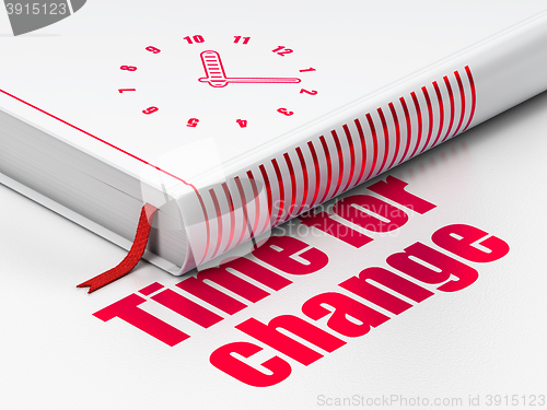 Image of Time concept: book Clock, Time for Change on white background