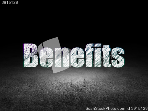 Image of Business concept: Benefits in grunge dark room