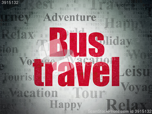 Image of Tourism concept: Bus Travel on Digital Data Paper background