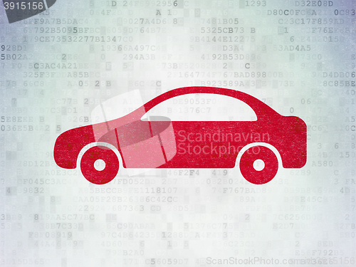 Image of Tourism concept: Car on Digital Data Paper background