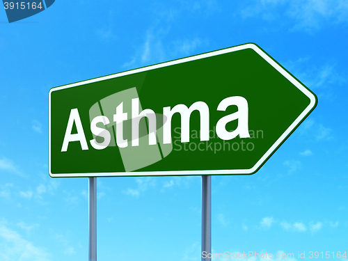 Image of Healthcare concept: Asthma on road sign background