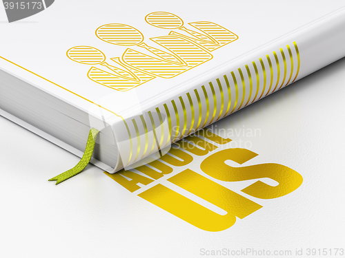 Image of Marketing concept: book Business People, About Us on white background