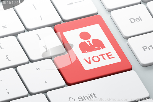 Image of Political concept: Ballot on computer keyboard background