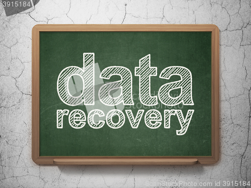Image of Data concept: Data Recovery on chalkboard background