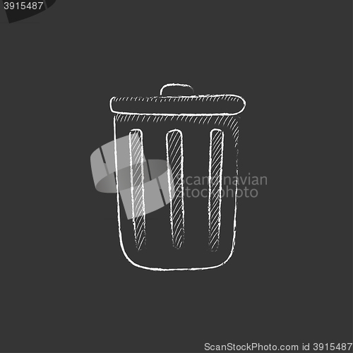 Image of Trash can. Drawn in chalk icon.