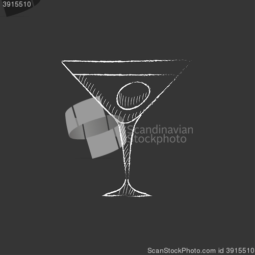 Image of Cocktail glass. Drawn in chalk icon.