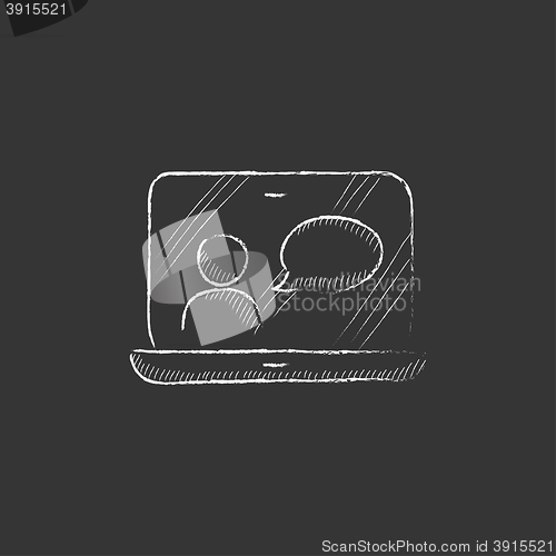 Image of Online education. Drawn in chalk icon.