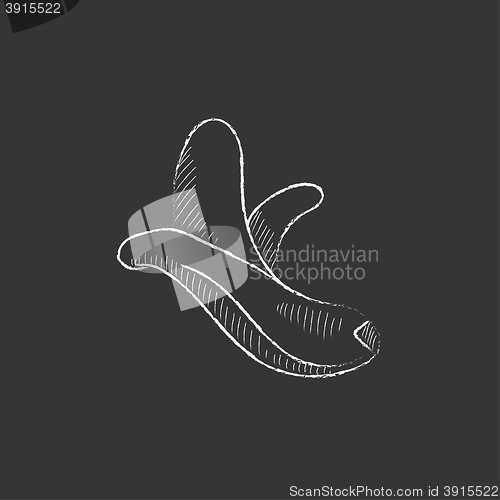 Image of Peeled banana. Drawn in chalk icon.