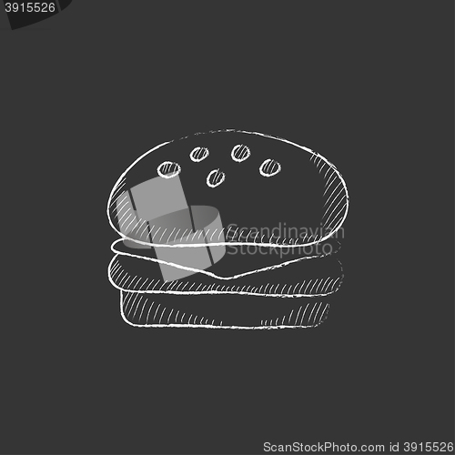 Image of Hamburger. Drawn in chalk icon.