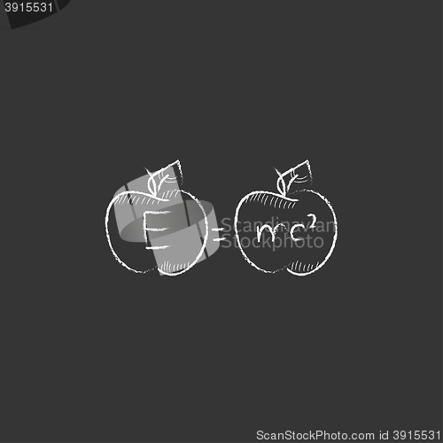 Image of Two apples with formulae. Drawn in chalk icon.