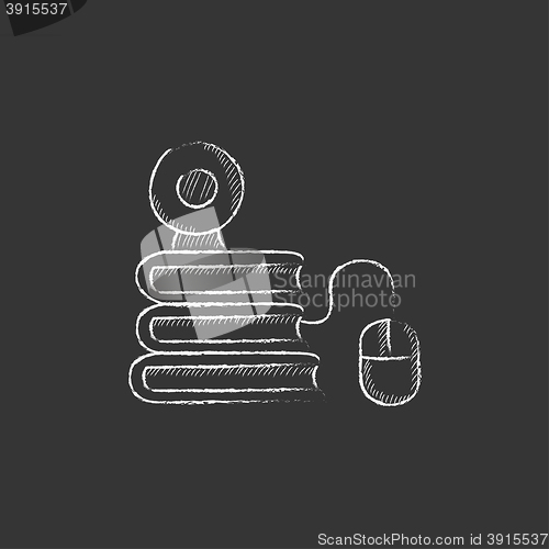 Image of Online education. Drawn in chalk icon.