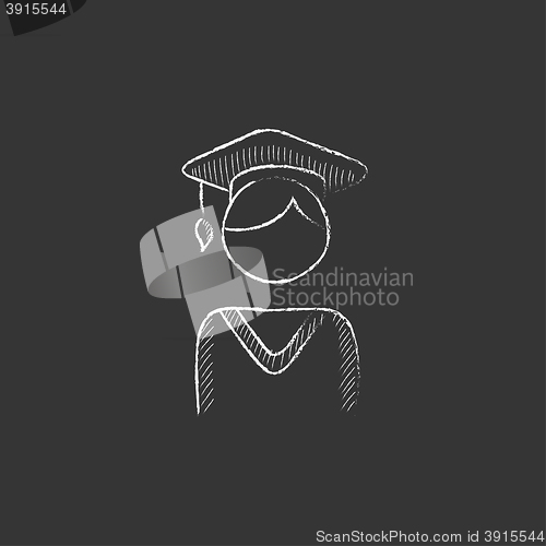 Image of Graduate. Drawn in chalk icon.