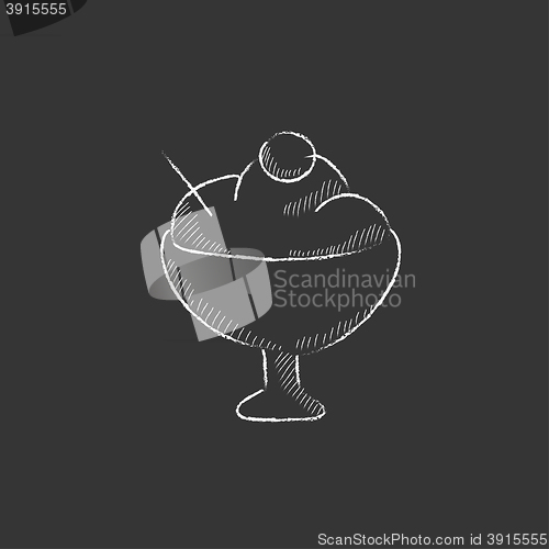 Image of Cup of ice cream. Drawn in chalk icon.