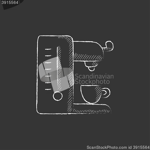 Image of Coffee maker. Drawn in chalk icon.