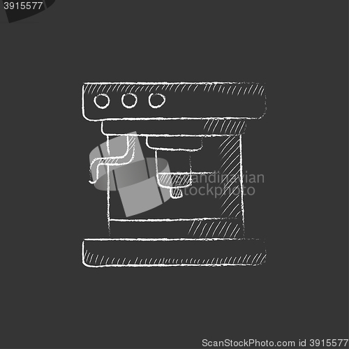 Image of Coffee maker. Drawn in chalk icon.