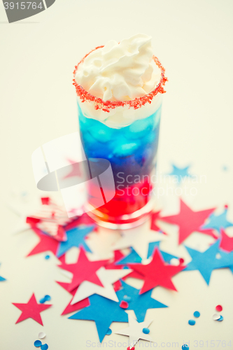 Image of glass of drink on american independence day party