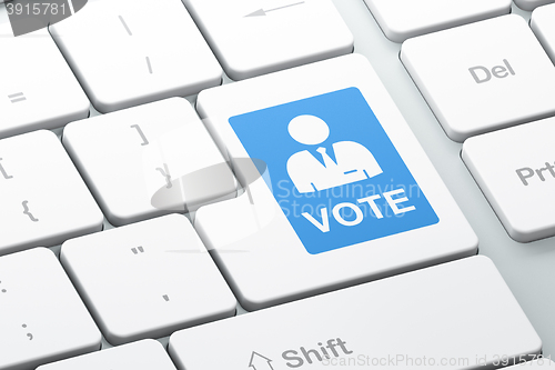 Image of Political concept: Ballot on computer keyboard background